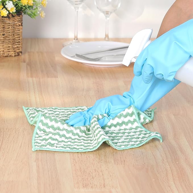 uxcell Microfiber Cleaning Cloth, 12 Pack Kitchen Towels for Dish Drying and Washing, Absorbent Streak Free Lint Free Rags for Cleaning, Reusable and Washable Towels 10" x 10" Green