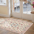 Pink Door Mat Floral Entryway Rug, Washable Samll 2x3 Rug, Boho Front Door Mat, Non Slip Area Rugs, Low Pile Throw Carpet for Indoor Entrance,Bathroom,Girls Room and Kitchen(Blush Pink 2x3ft)
