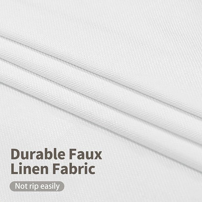 YoungsTex White Linen 100% Blackout Curtains 48 Inch Length for Bedroom, Thermal Insulated Drapes with Grommet Privacy Full Room Darkening for Living Room, 2 Panels, 42 X 48 Inch
