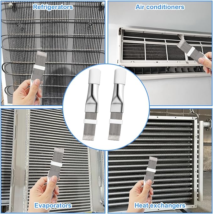 2PCS Air Conditioner Fin Straightener, Air Radiator Comb Tool, Coil Cleaner Brush Suitable for Cleaning and Maintenance of Aircondition Refrigerator Industrial Equipment Condenser Radiator