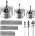 1/2"&3/4"&1" Copper Pipe Cleaner for Drill with 1/4" Hex Shank & Brush Blades & Metal Pipe Cleaning Brush, Tube Thread Cleaner, Plumbing Tools for Plumber Removing Rust, HVAC Stain Removal(3 Piece)