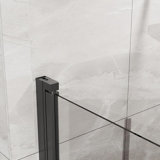Frameless Bi-Fold Shower Door 34" W x 72" H, 1/4" Clear Tempered Glass, Folding Swing Design, Reversible Installation, Black Finish, Space-Saving Glass Shower Door for Small Bathrooms