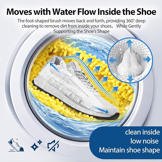 Shoe Washing Bag Cleaning Brush (2-Pack) – Interior Shoe Cleaner for Washing Machine Use, 360° Deep Clean Tool for Sneakers & Tennis Shoes