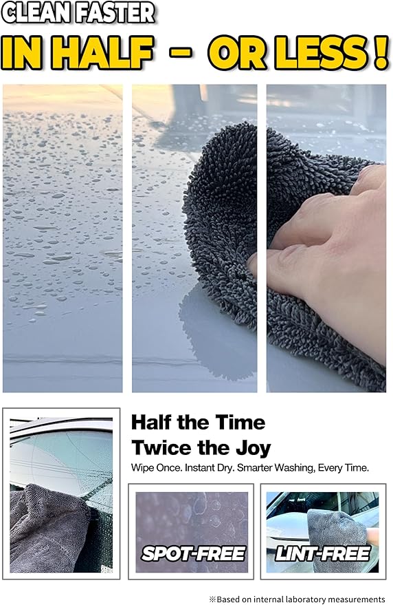 SHSCLY Dual-Sided Microfiber Car Drying Towel – Professional Control, Streak-Free Finish, No Dragging or Heavy Feel, Safe for Paint, Glass & Coatings (26.8" × 32.3")