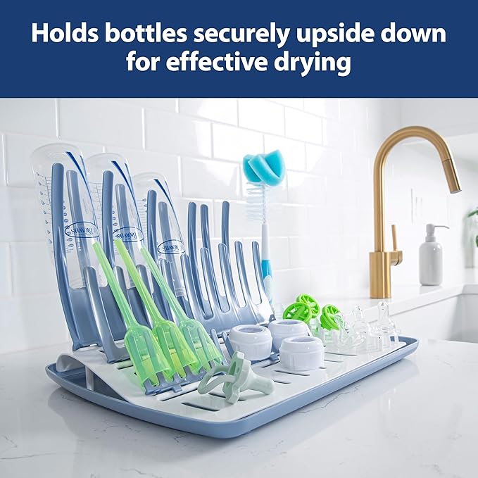 Dr. Brown's Folding Baby Bottle Drying Rack for Easy Storage - Dry Nipples,Pacifiers and Other Baby Essentials,BPA Free,(Pack of 6)