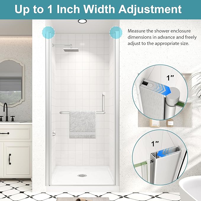Frameless Pivot Shower Door 36"-38" Wx72 H,1/4"(6mm) Clear Nano Coated (SGCC) Tempered Glass,Reversible Swing Shower Door for Walk-in Shower,Modern Brushed Nickel Finish