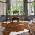 Amearea Faux Cow Hide Rug, Vintage Western Home Decor Cow Print Rugs for Living Room, Faux Leather Animal Cowhide Carpet for Bedroom, Dining Traditional Cow Print Stuff Carpets, Khaki 6.2x5.2 Feet