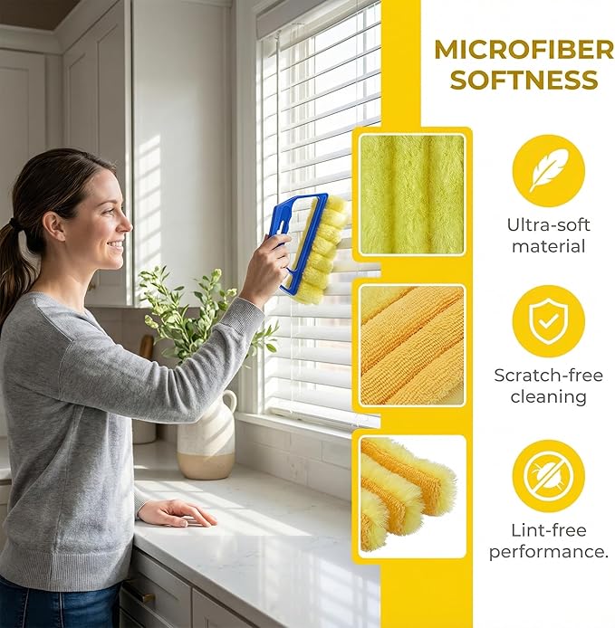 Blind Cleaner Duster Tool, Blinds Cleaner Tool, Extra Washable Blind Duster Sleeve - Microfiber Louver Cleaning Tool for Vents, Air Vent Cleaner and Dusting (4-Pack)