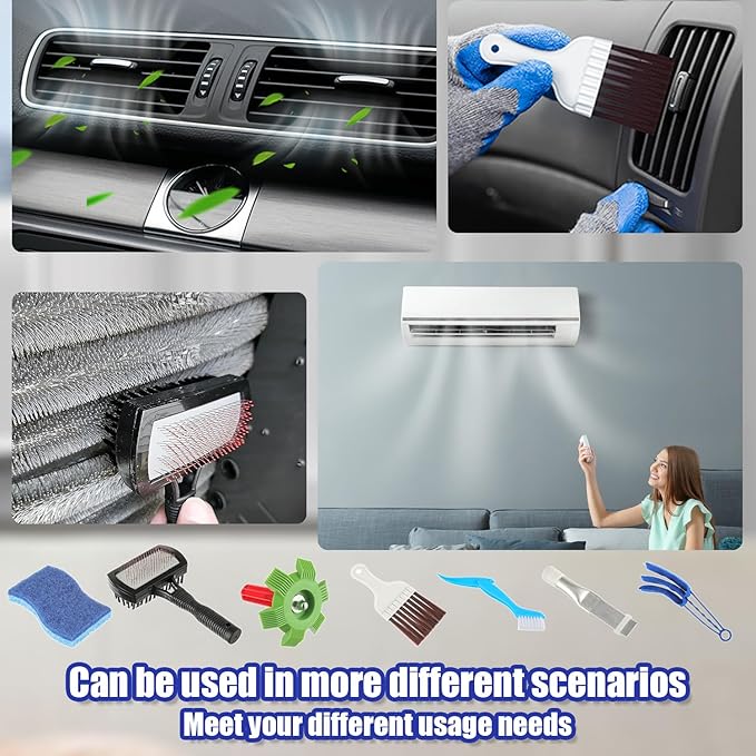 BOJACK Air Conditioner Fin Cleaner kit, Brush Condenser Ac Coil Brush Cleaner, Evaporator Radiator Repair Clean Tool(Pack of 7)