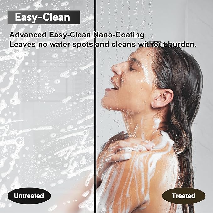 56"-60" W x 75" H Frameless Shower Door, Double Sliding Shower Door,5/16"(8mm) Clear Tempered Glass,Silent Soft-Close Design,Matte Black