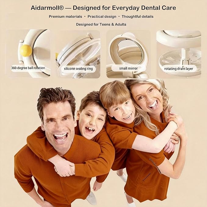 Denture Bath Cup，Retainer Cleaner Case Box,Night Mouth Guard Case Holder,Storage Soak Container with Drain Tray for Travel Cleaning with Mirror and Brush (Beige)