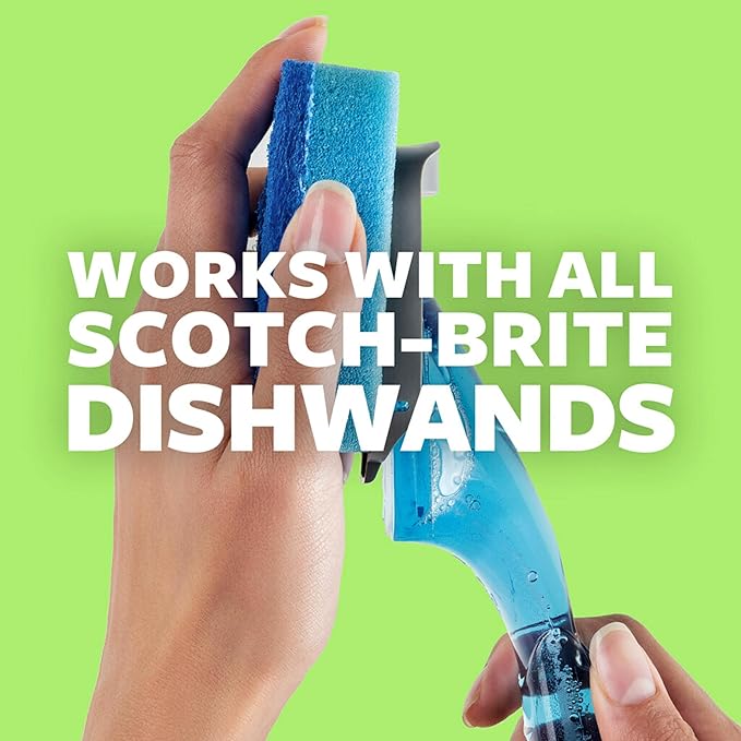 Scotch-Brite Non-Scratch Dishwand Refills – Scrubber Sponge Heads for Dish Wand – Safe for Non-Stick Cookware, Durable & Long-Lasting – Easy Attachment – 2-Pack