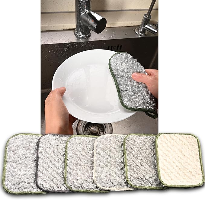 2026 New Double Side Non Scratch Wire Dishcloths,Multipurpose Wire Dishwashing Rags for Wet and Dry, Reusable Metal Dish Cloth,Wire Miracle Cleaning Cloths for Kitchen（6Pcs）