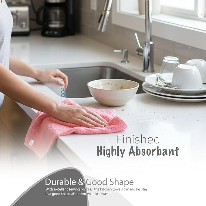 Basic Wash Cloths 12x12 Inches – Bulk Pack of 24 – Rose Pink Color – Soft and Absorbent Multipurpose Cotton Washcloths for Bathroom, Spa, Gym, Salon, Hotel, and Everyday Use