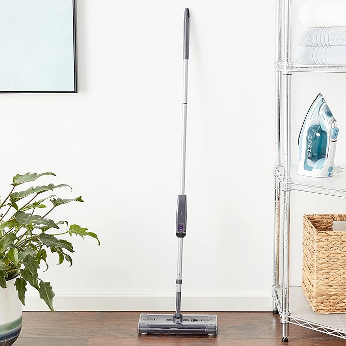 Swivel Sweeper - Cordless Electric Floor and Carpet Sweeper with Rotating Brush for Efficient Cleaning, Quad Brush Technology- Purple