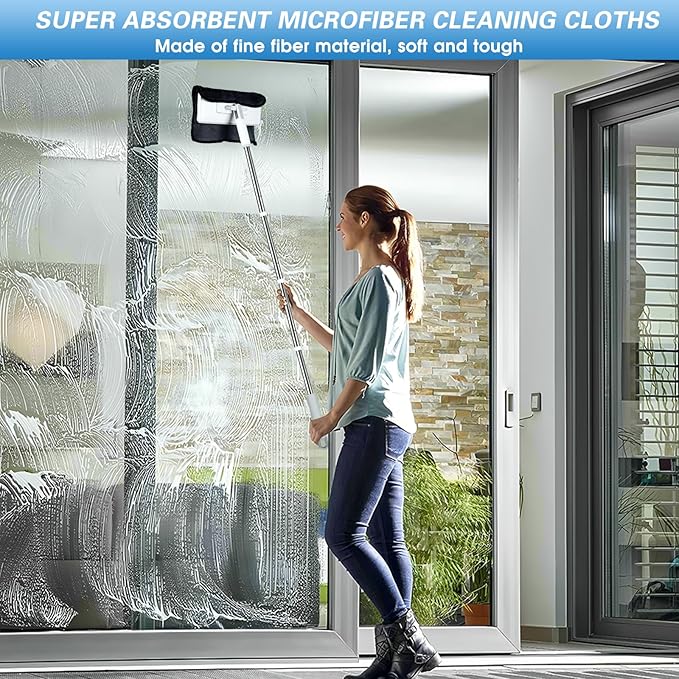 Disposable Dust Mop with 3 Shiny Cleaning Wipe Cloths, 360°Spin No Wash Mop, 4Ft Extension Pole Snap Grip Mini Mop -Automatic Cloth Changing, Small Disposable Dust Mop Set for Tile, Floor and Wall