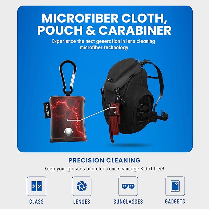 Microfiber Cloth & Glasses Wipes (3 Pack) Lens & Glasses Cleaning Cloth - Eyeglass Cleaner - Camera Lenses & Gadget Delicate Screens - Red