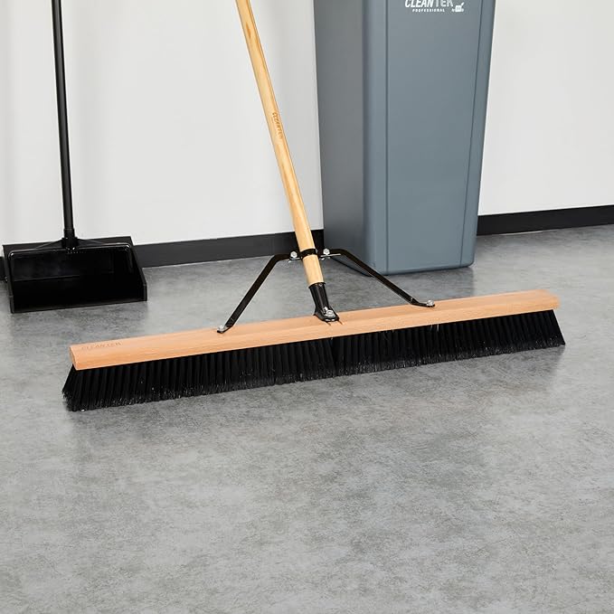 Restaurantware-BROOM HEAD ONLY: Clean Tek Professional 36-Inch Broom Head, 1 Heavy-Duty Push Cleaning Tool - Handle And Brace Sold Separately, Fine Plastic Bristles, Wooden, Commercial Use