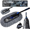 Flash Dog Car Duster Exterior Scratch Free Aluminum Alloy Exterior Handle and Microfiber Hair Waterless Cleaning Brush for Cars, Trucks, SUVs Portable Car Duster