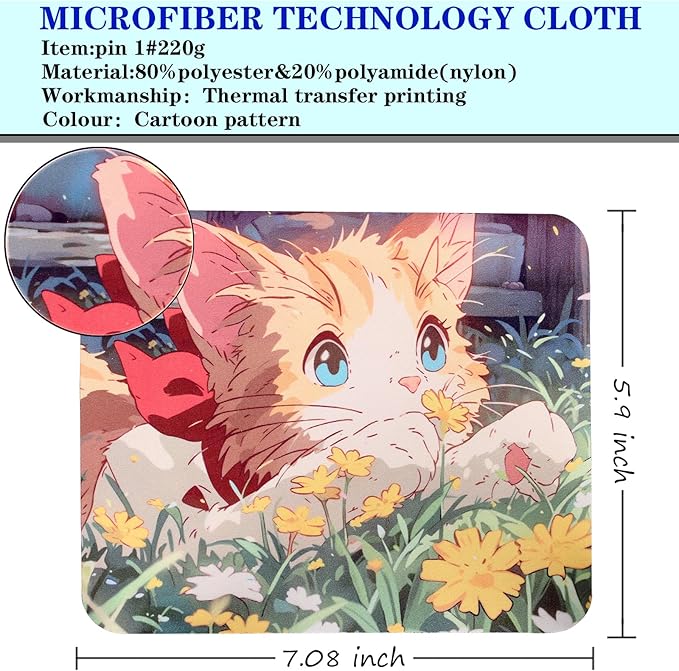 6Pcs Cute Kittys devise Premium Microfiber Cleaning Cloths,for Cameras Lenses,Glasses,Eyeglasses,Jewelry,Crystal,ipad,Screens&More