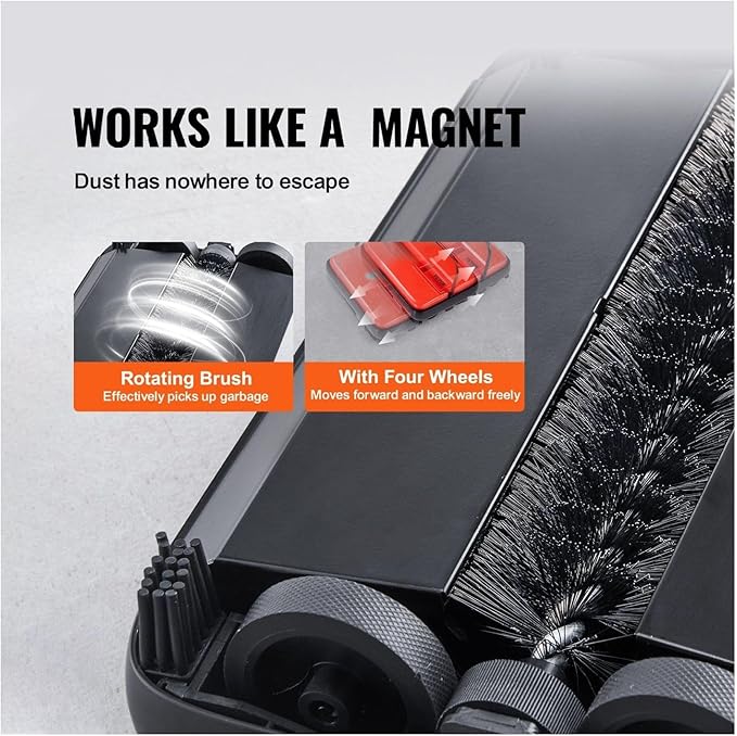 Carpet Sweeper, 6.7 in Sweeping Paths, Floor Sweeper Manual Non Electric, 300 ml Dustbin Capacity with Comb for Home Office Rugs Hardwood Surfaces Wood Floors Laminate, Cleans Dust Pet Hair