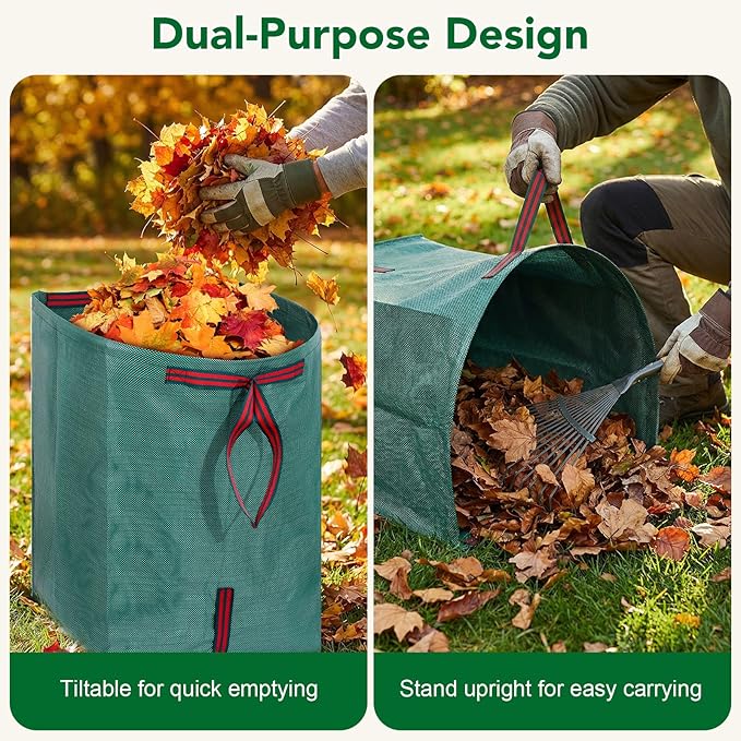 53 Gallon Leaf Collector, 1 Pack Reusable Yard Waste Bags Lawn Leaf Bags With Dustpan-Style Opening And Handle, For Leaves,Grass,Storm Debris,Construction Waste, Heavy-duty&Foldable