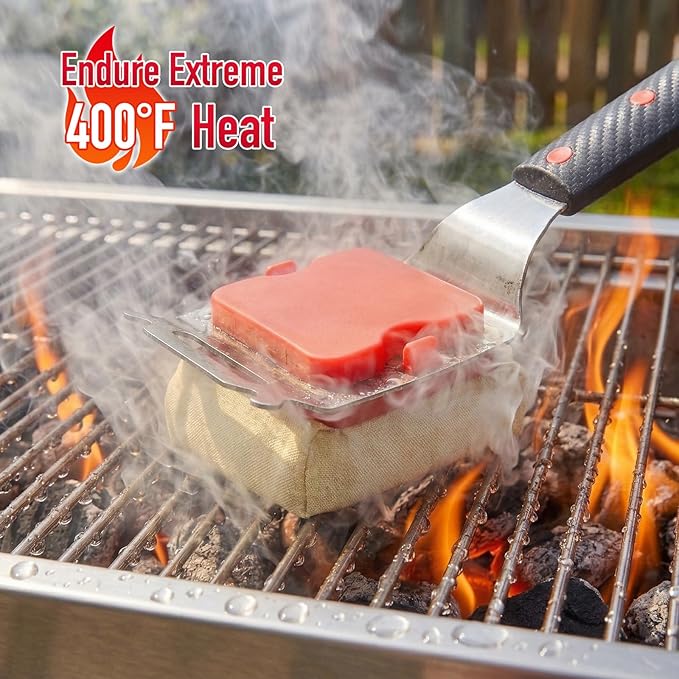 Grill Brush Bristle Free for Outdoor Grill - Steam Grill Cleaning Brush with Scraper,Safe Grill Cleaner Brush,2 Replaceable Heads,BBQ Accessories Gifts for Men
