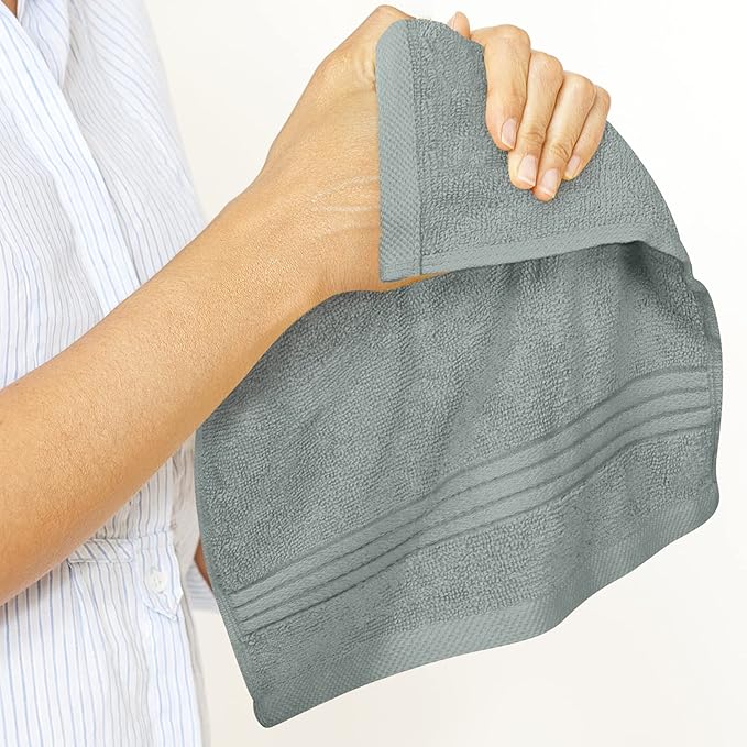 Utopia Towels Wash Cloths Set, 12 by 12 Inches, 100% Cotton Ring Spun, Highly Absorbent and Soft Feel Washcloths for Bathroom, Spa, Gym, and Face, 12 Pack Cool Grey