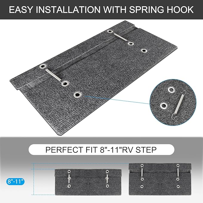 OKBA RV Step Covers,18" Wide Camper Step Cover for 8-11" Deep Stairs - 4 Pack Gray RV Stair Covers to Keep Camper Clean