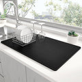 Rnivvi Dish Drying Mat for Kitchen Counter, 12 x 19" Super Absorbent Drainer Pad Easy Clean Dish Rack Pad, Non-Slip Heat Resistant Coffee Bar Mats for Coffee Machine Station Accessories Decor, Black