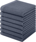 Homaxy 100% Cotton Waffle Weave Kitchen Dish Cloths, 7-Pack Ultra Soft Absorbent Dish Towels, Quick Drying Dish Rags, 12 x 12 Inches, Dark Grey