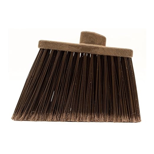 SPARTA Plastic Broom Head, Angled, Flagged for Small Debris Indoor, Outdoor, Home, Restaurant, Lobby, Office, 12 Inches, Brown, (Pack of 12)