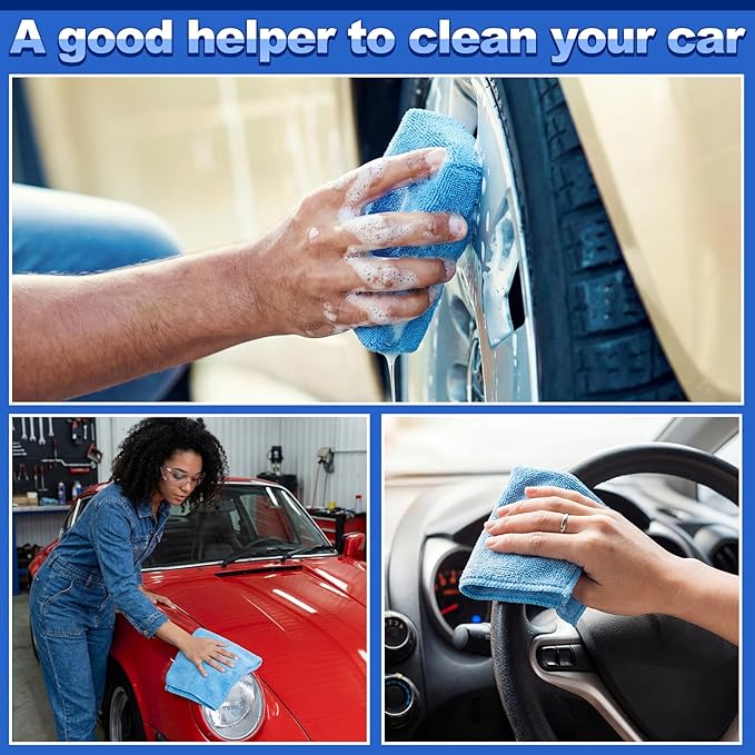 24 Pcs Microfiber Applicator Pad Kit Include Non Scratch Car Wash Sponge and Cleaning Cloth Microfiber Towels Premium Wax Foam Applicator Pads for Car Drying, Detailing, Buffing