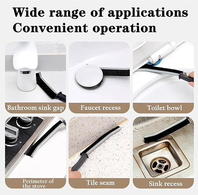 3 pcs Gap Cleaning Brush Hard Bristle Crevice Brush for Bathroom, Kitchen, Tiles, Window Groove (3 PCS Black)