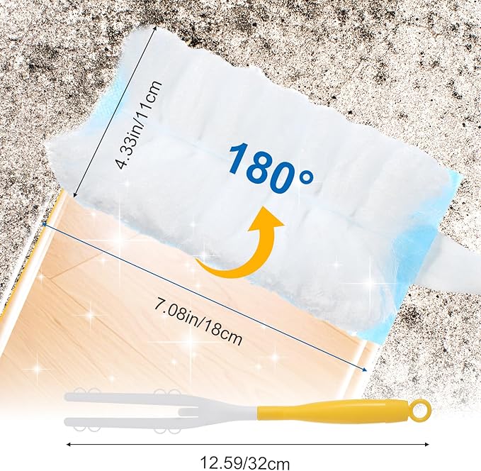 Duster Refills 60 Count Static Dust Removal Brush 180° Multi-Surface Bulk Electrostatic Microfiber, Heavy Duty Disposable Dusting Replacement Heads Compatible with Swiffer Duster Refills
