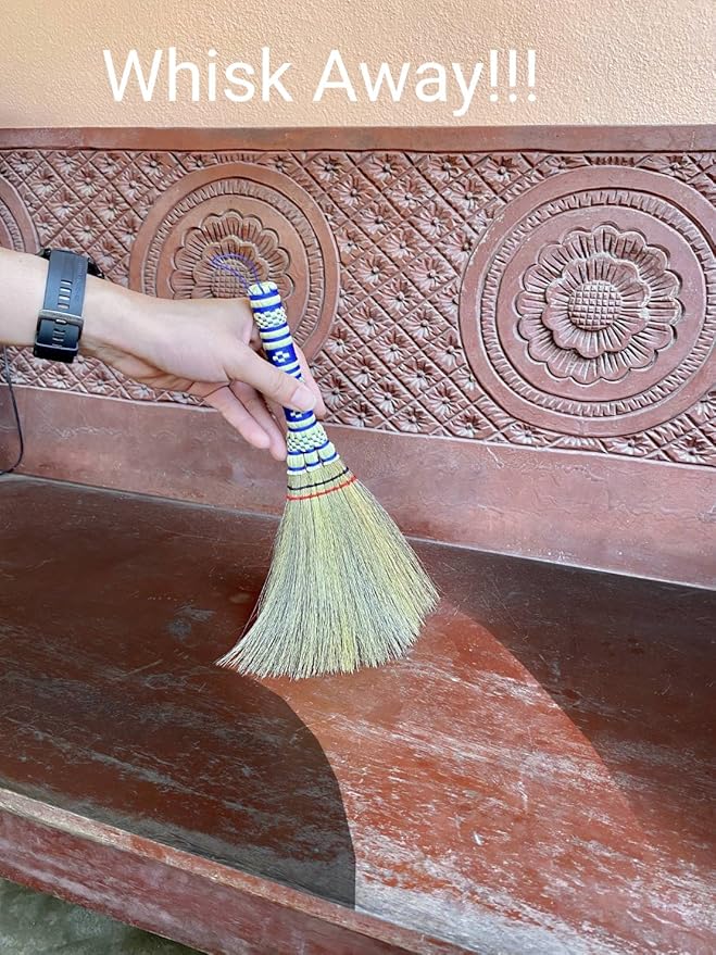 Small Corn Wisk Brush Broom 11 Inch Indoor Heavy Duty Multi Surface Hard & Soft Floor Home Office Cleaning Tool Supplies 100% Handmade for Household Sweeping Indoor Outdoor (staw Soft Broom)