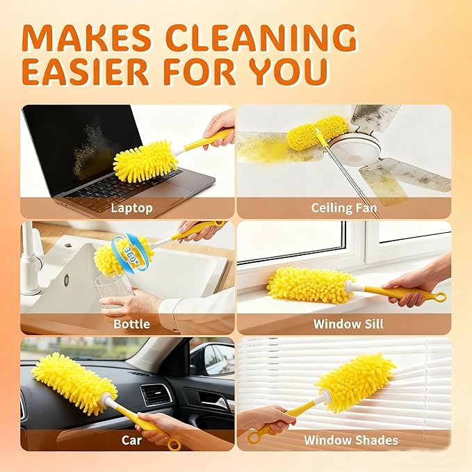Reusable Duster Refill Compatible with Swiffer Hand Duster, 360 Duster Refills Only, Washable Pet Heavy Duty Dusters Refills for Swiffer Duster Extended Handle, 6 Pack (Handle is Not Included)