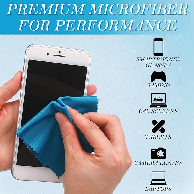 Sumind 100Pcs Eyeglass Cleaning Cloth Bulk 5.5 in Microfiber Glass Cleaning Cloths Eye Glasses Cleaner Wipes Microfiber Cloth for Glasses Phone Camera Lenses Screen Delicate Surfaces(Blue)