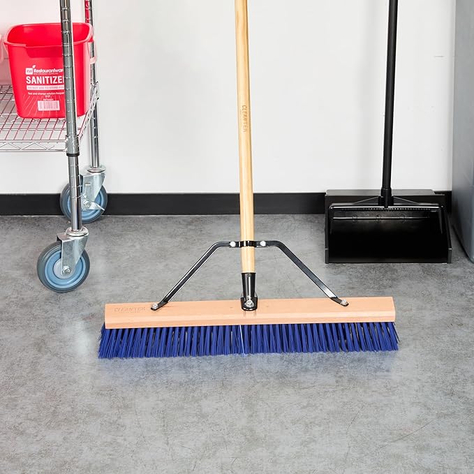 Restaurantware-BROOM HEAD ONLY: Clean Tek Professional 24-Inch Broom Head, 1 Heavy-Duty Push Cleaning Tool - Handle And Brace Sold Separately, Heavy Plastic Bristles, Wooden, Commercial Use