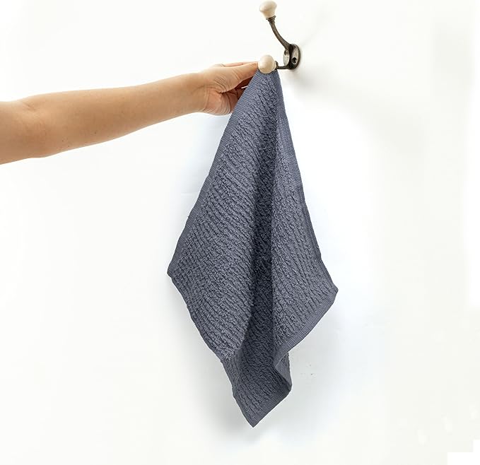 Textila Bar Mop Towels - 100% Cotton, 16x19 Inches, Pack of 12, White & Grey, Highly Absorbent, Multi-Purpose Kitchen and Dish Towels for Cleaning, Drying, and Everyday Use
