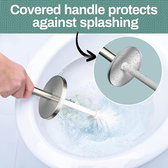 Home Intuition Polished Chrome Stainless Steel Vented Toilet Brush and Holder, 1 Pack