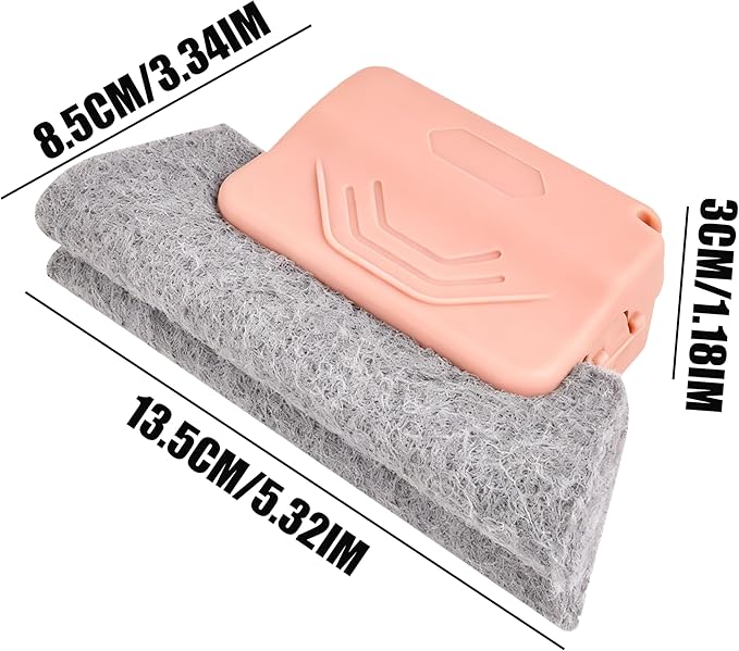 Magic Window Track Cleaner, 2026 New Sliding Door Track Cleaner Window Groove Cleaning Brush Tools Set, Hand-held Crevice Cleaning Brush for Car Vents Window lides Gaps Tile (Pink 3Pcs)