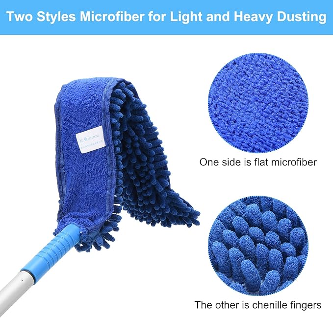PATIKIL Ceiling Fan Cleaner Duster, 12.9" to 59", 2 in 1 Microfiber Duster Extendable Handle Fan Blade Cleaning Tool Removable Washable for Furniture Blind, Gray
