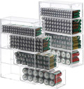 BTSKY 2 Pack Clear Acrylic Battery Storage Organizer for AA, AAA, 9V, C Batteries, 4-Drawer Storage Box Battery Holder Organizer for Common Types Batteries, Household Container(Batteries Not Included)