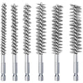 6Pcs Stainless Steel Bore Brush in Different Sizes Twisted Wire Cleaning Brush with Handle 1/4 Inch Hex Shank for Power Drill Impact Driver