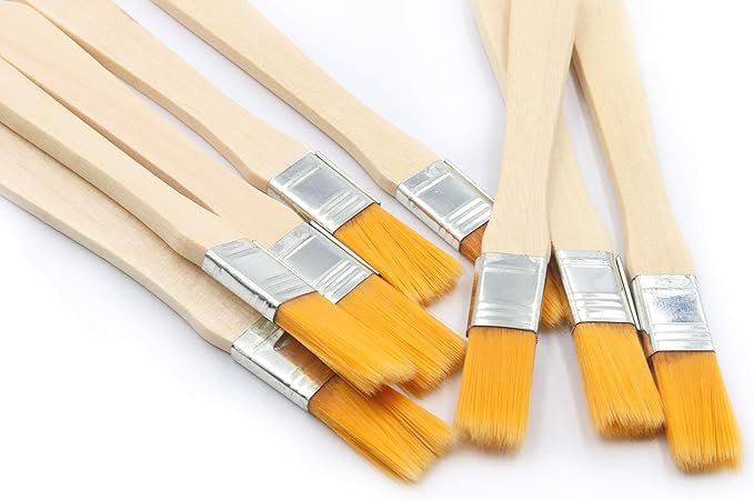 LBY 10pcs Household Cleaning Dusting Brush,135mm(5.31'') Paint Brush Small Size Keyboard Brush Computer Notebook Dusting Brush, Yellow Natural Bristles, Wooden Handle