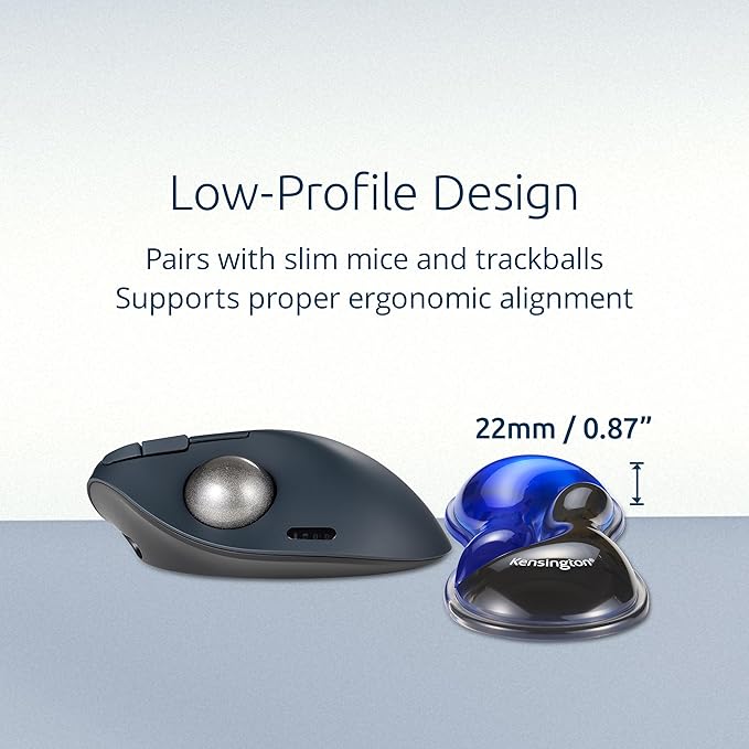 Kensington Slim Duo Gel Mouse Wrist Rest Support Cushion for Low Profile Mice & Trackballs, Ergonomic Mouse Wrist Support for Pain Relief, Comfortable Non-Skid Gel, Blue 7.56" x 2.83" x 0.87" K62439NA