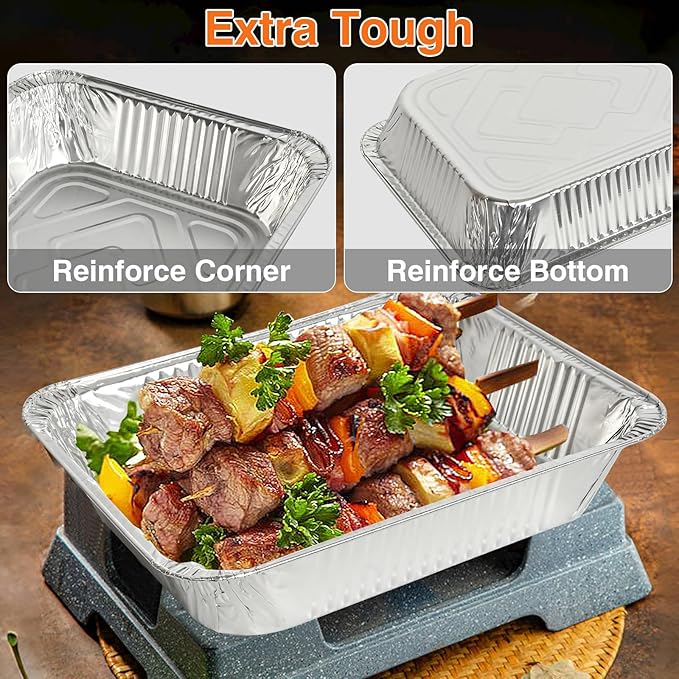 Gladify Aluminum Foil Pans 9x13 Disposable Baking Pans 30 Pack Heavy Duty Half Size Tin Foil Trays for Steam Table, Roasting, Cooking, Heating, Freezing Food