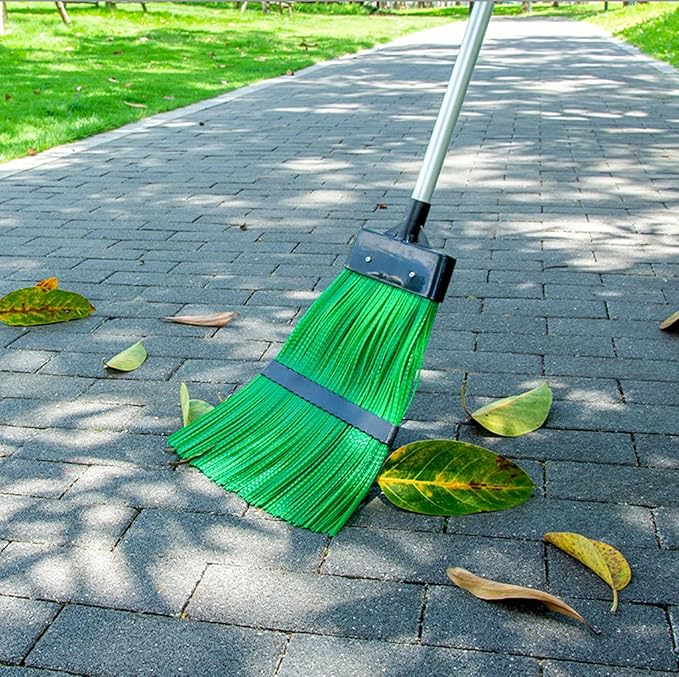 Courtyard Broom-Heavy Duty Broom Long Handle Outdoor Commercial Angle Broom for Courtyard Ourdoor Travel Camping