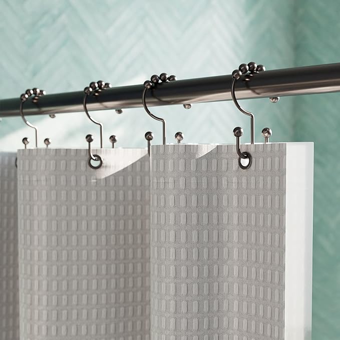 Zenna Home Metal Double Glide Shower Rings, Oil Rubbed Bronze – Set of 12 Heavy Duty, Rust-Resistant Shower Rings with Smooth Glide for Shower Curtains and Liners